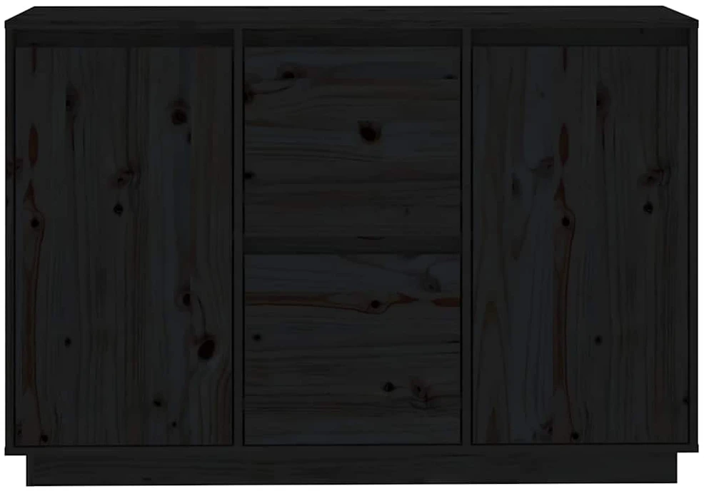 Šoninė spintelė, juoda, 111x34x75cm, pušies medienos masyvas