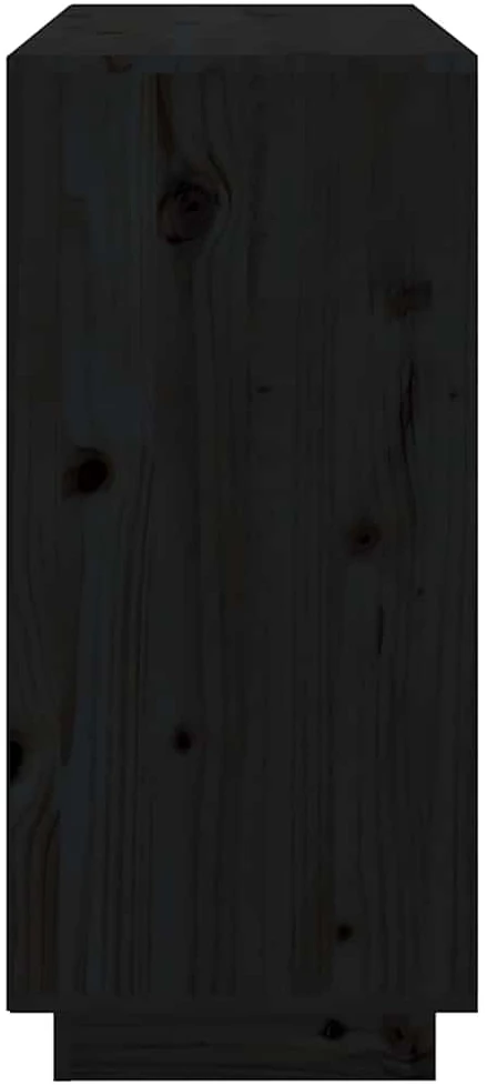 Šoninė spintelė, juoda, 111x34x75cm, pušies medienos masyvas