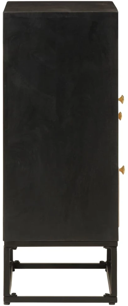 Šoninė spintelė, juoda, 55x30x76cm, mango masyvas ir geležis