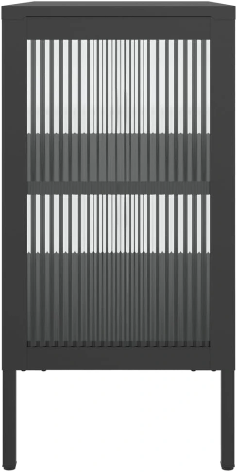 Šoninė spintelė, juoda, 70x35x70cm, stiklas ir plienas