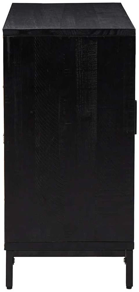 Šoninė spintelė, juoda, 75x35x70cm, pušies medienos masyvas
