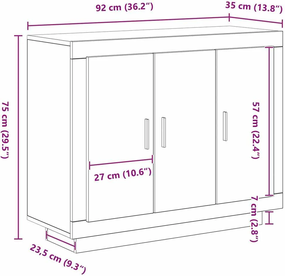 Kabalas Juodas ąžuolas 92 x 35 x 75 cm Apdirbta mediena