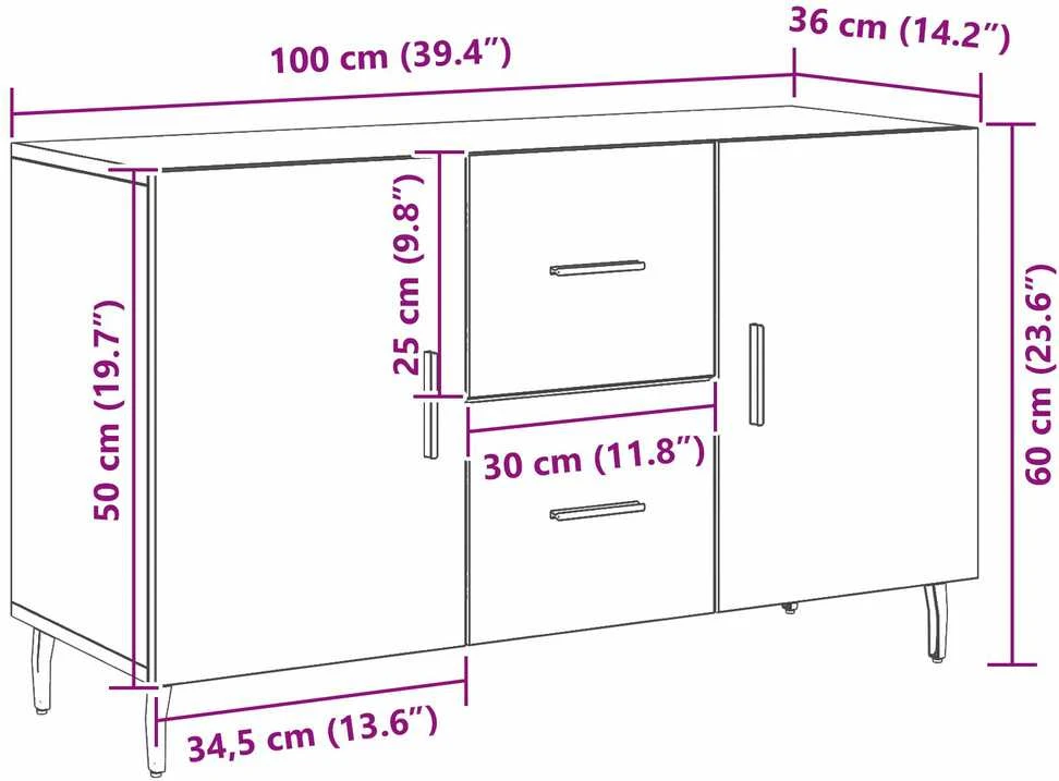 Kabalas Juodas ąžuolas 100 x 36 x 60 cm Apdirbta mediena
