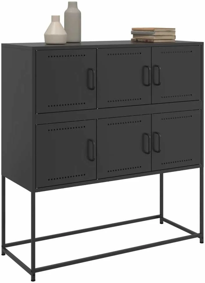 Šoninė spintelė, juodos spalvos, 100,5x39x107cm, plienas