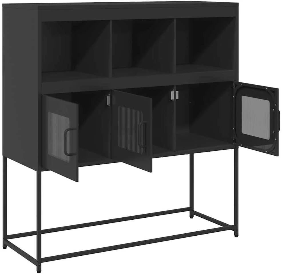 Šoninė spintelė, juodos spalvos, 100,5x39x107cm, plienas