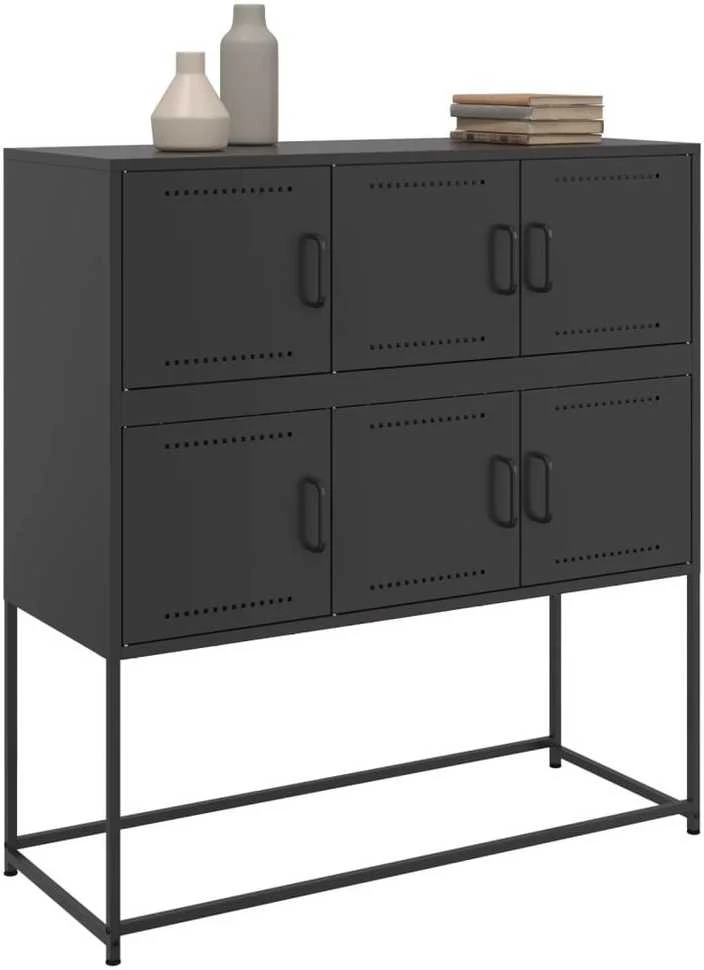 Šoninė spintelė, juodos spalvos, 100,5x39x107cm, plienas
