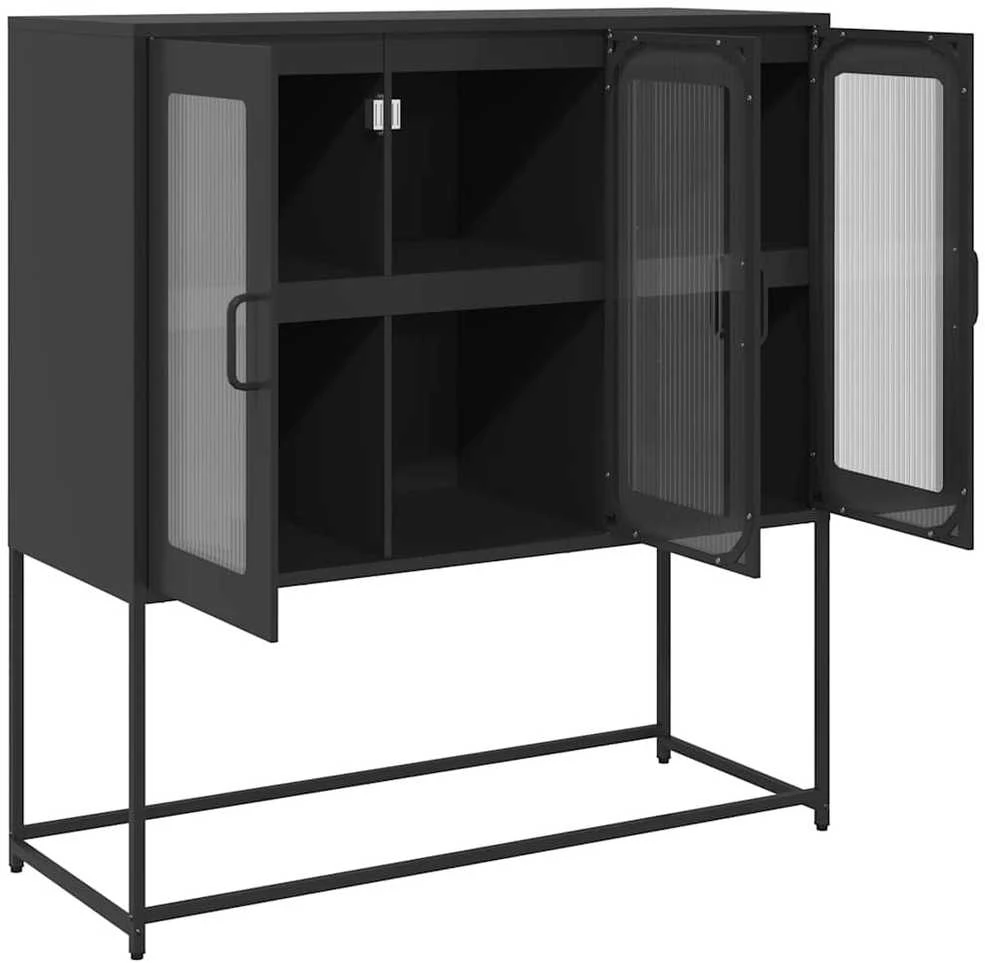 Šoninė spintelė, juodos spalvos, 100,5x39x107cm, plienas