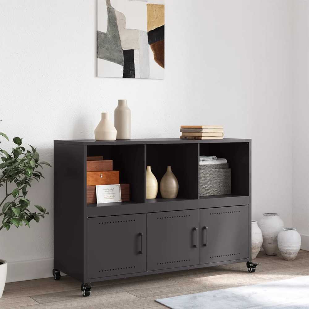 Šoninė spintelė, juodos spalvos, 100,5x39x72cm, plienas