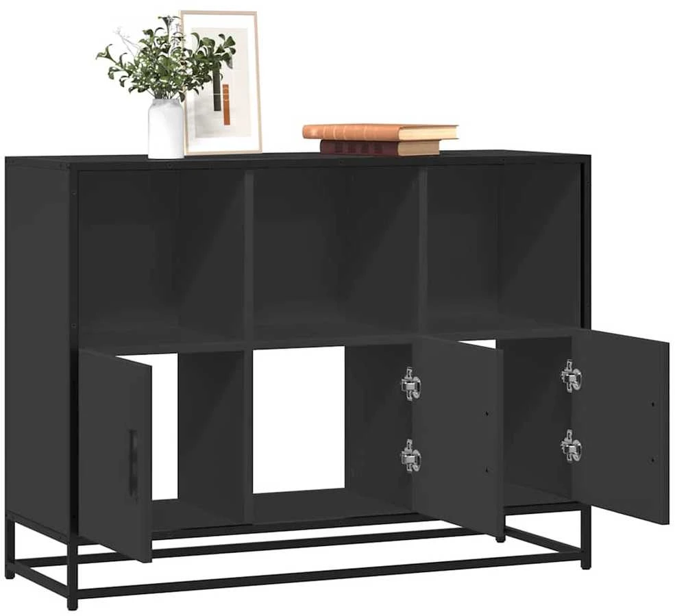 Šoninė spintelė, juodos spalvos, 100x35x76 cm, apdirbta mediena