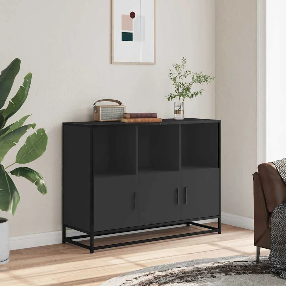 Šoninė spintelė, juodos spalvos, 100x35x76 cm, apdirbta mediena