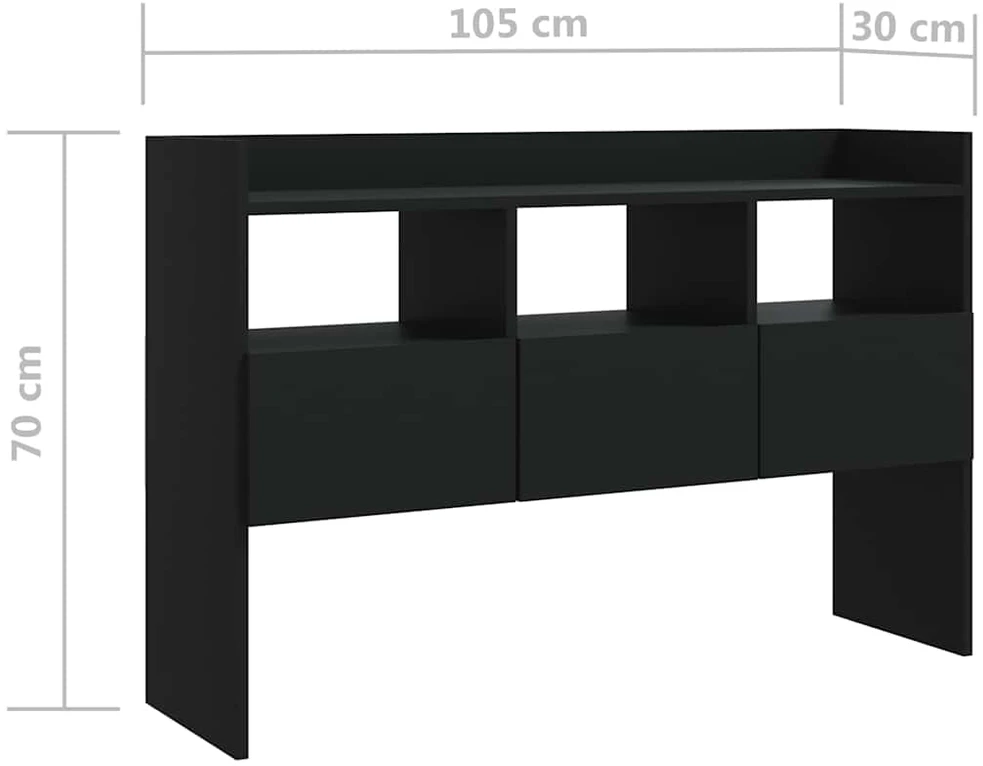 Šoninė spintelė, juodos spalvos, 105x30x70cm, apdirbta mediena
