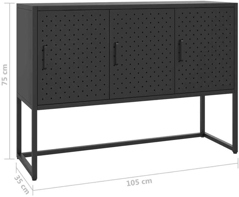 Šoninė spintelė, juodos spalvos, 105x35x75cm, plienas