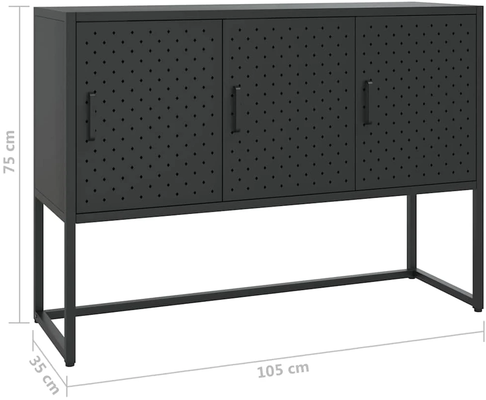 Šoninė spintelė, juodos spalvos, 105x35x75cm, plienas