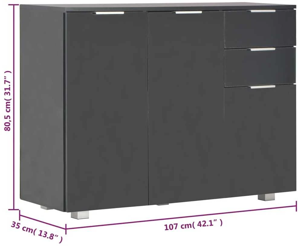 Šoninė spintelė, juodos spalvos, 107x35x80,5cm, labai blizgi