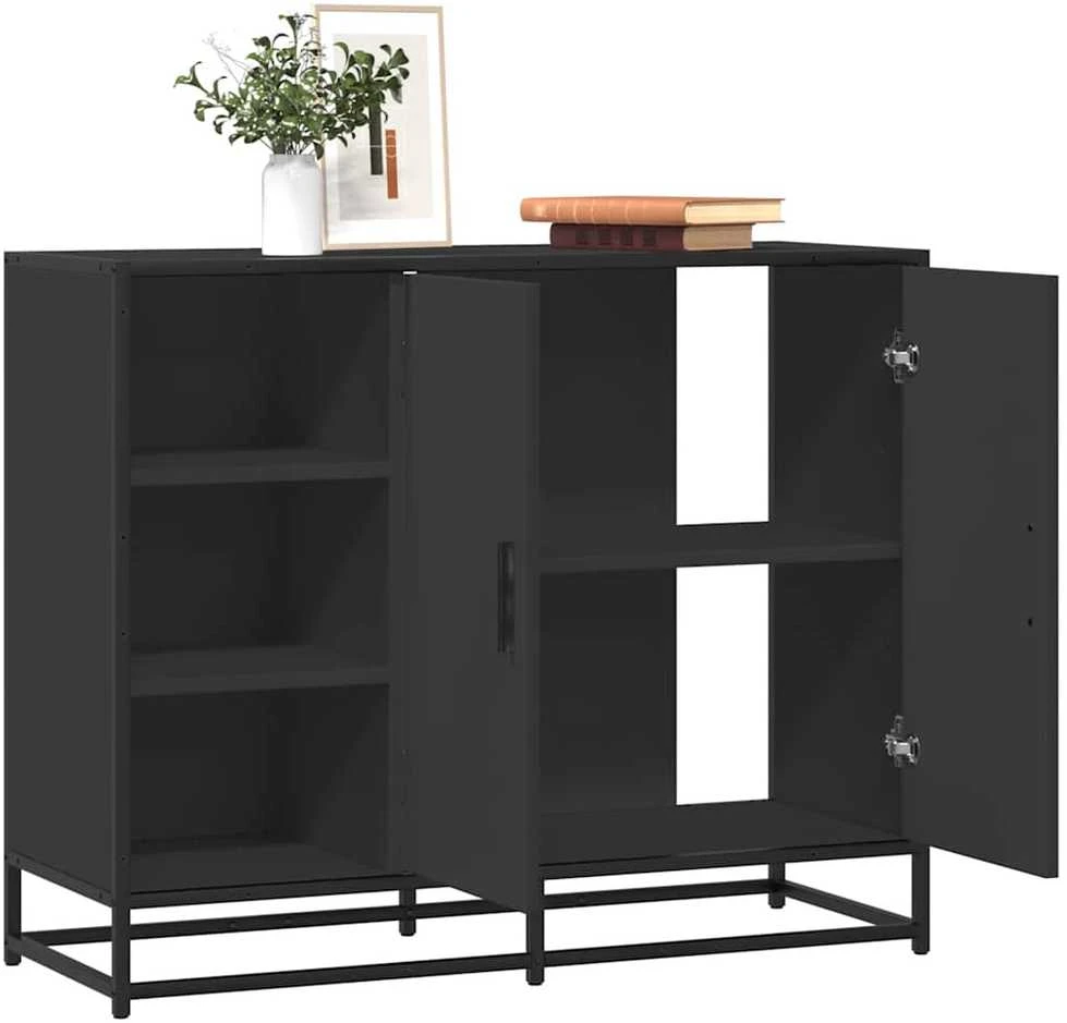 Šoninė spintelė, juodos spalvos, 92x35x76cm, apdirbta mediena