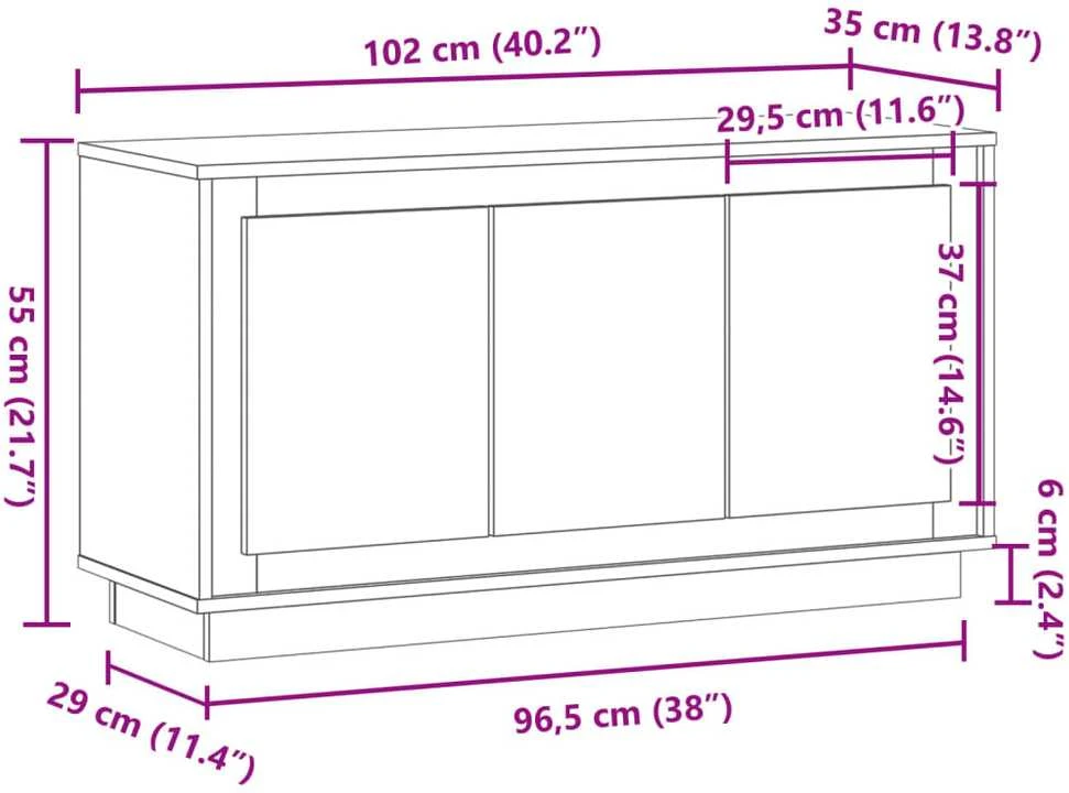 Šoninė spintelė, medienos, 102x35x55cm, apdirbta mediena