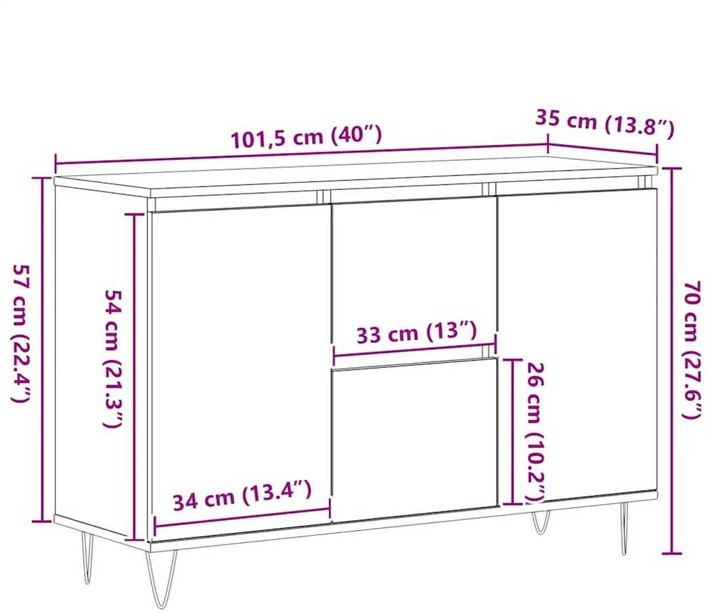 Šoninė spintelė, medienos, 104x35x70cm, apdirbta mediena