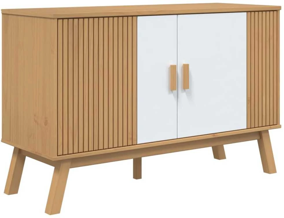Šoninė spintelė OLDEN, balta/ruda, 114x43x73,5cm, pušis