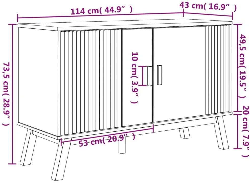 Šoninė spintelė OLDEN, balta/ruda, 114x43x73,5cm, pušis