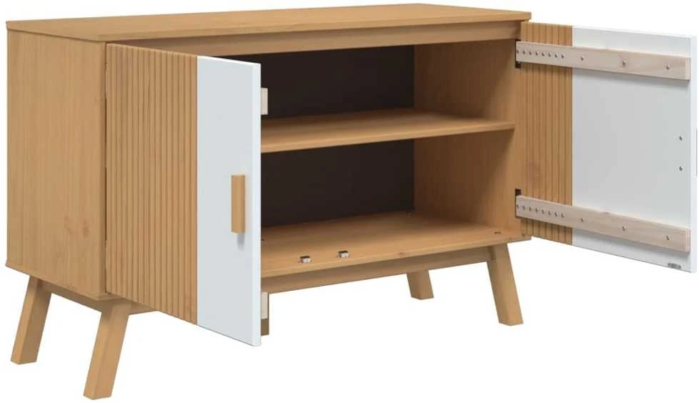 Šoninė spintelė OLDEN, balta/ruda, 114x43x73,5cm, pušis