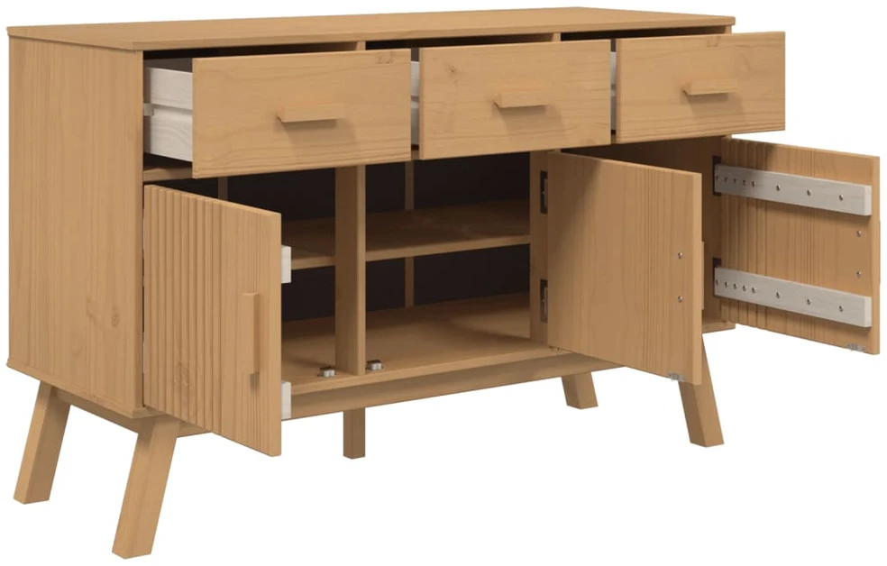 Šoninė spintelė OLDEN, ruda, 114x43x73,5cm, pušies masyvas