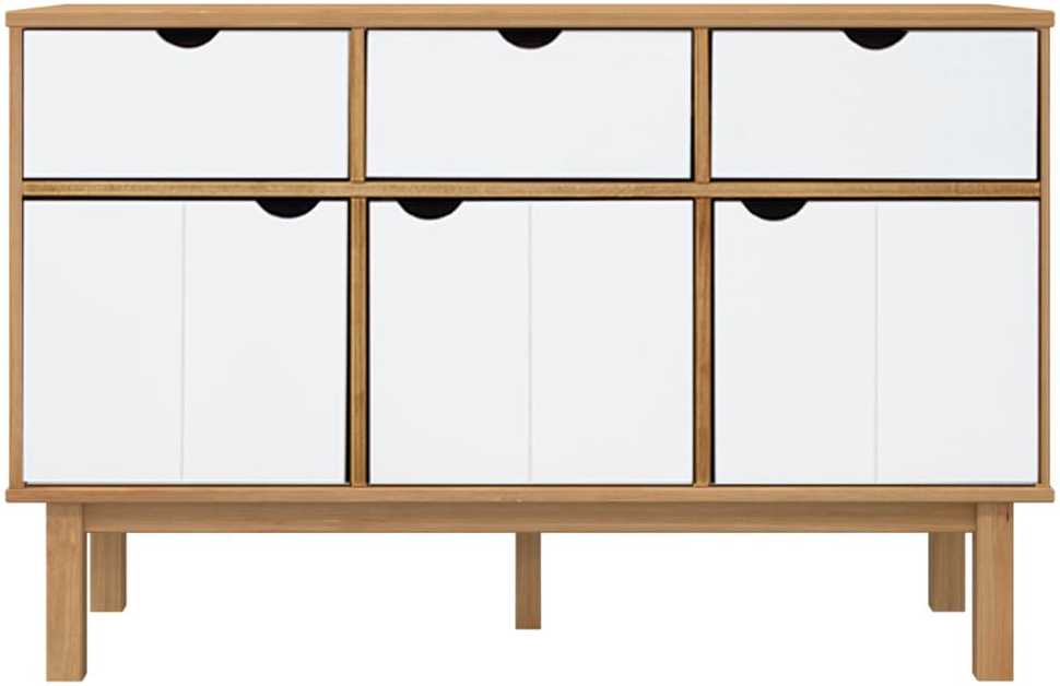 Šoninė spintelė OTTA, ruda/balta, 114x43x73,5cm, pušies masyvas