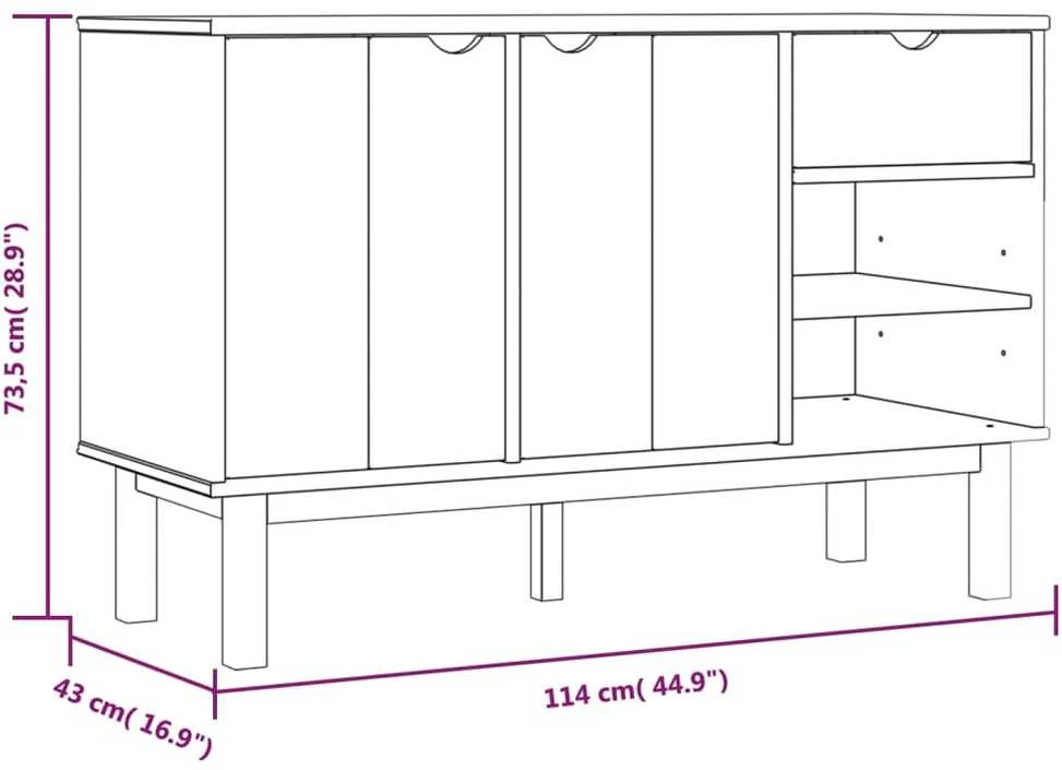 Šoninė spintelė OTTA, ruda/balta, 114x43x73,5cm, pušies masyvas