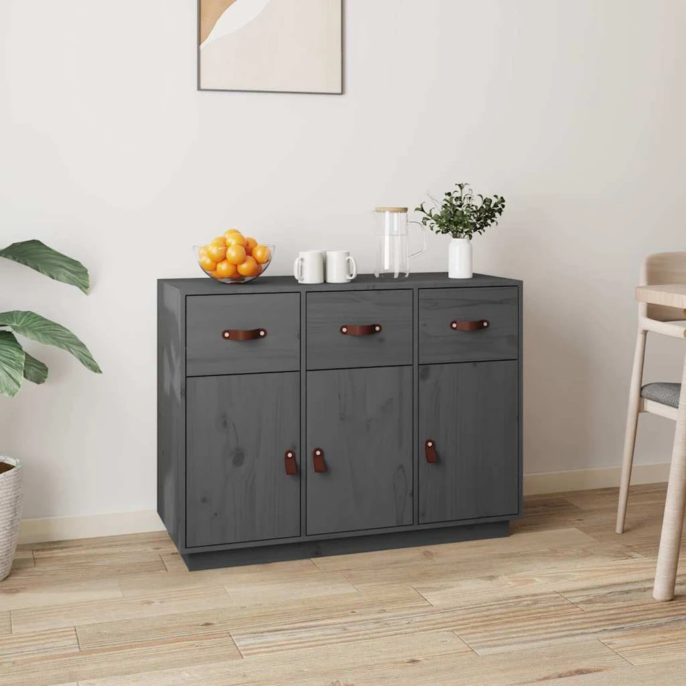 Šoninė spintelė, pilka, 100x40x75cm, pušies medienos masyvas