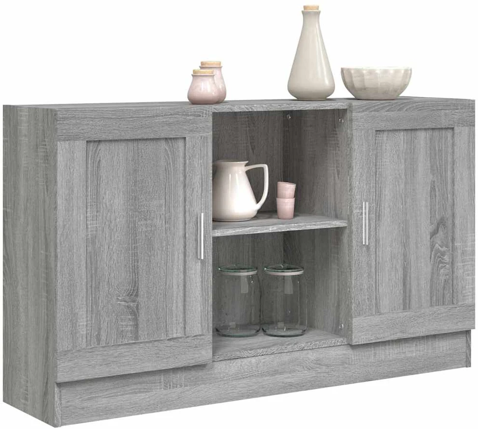 Šoninė spintelė, pilka ąžuolo, 120x30,5x70cm, apdirbta mediena