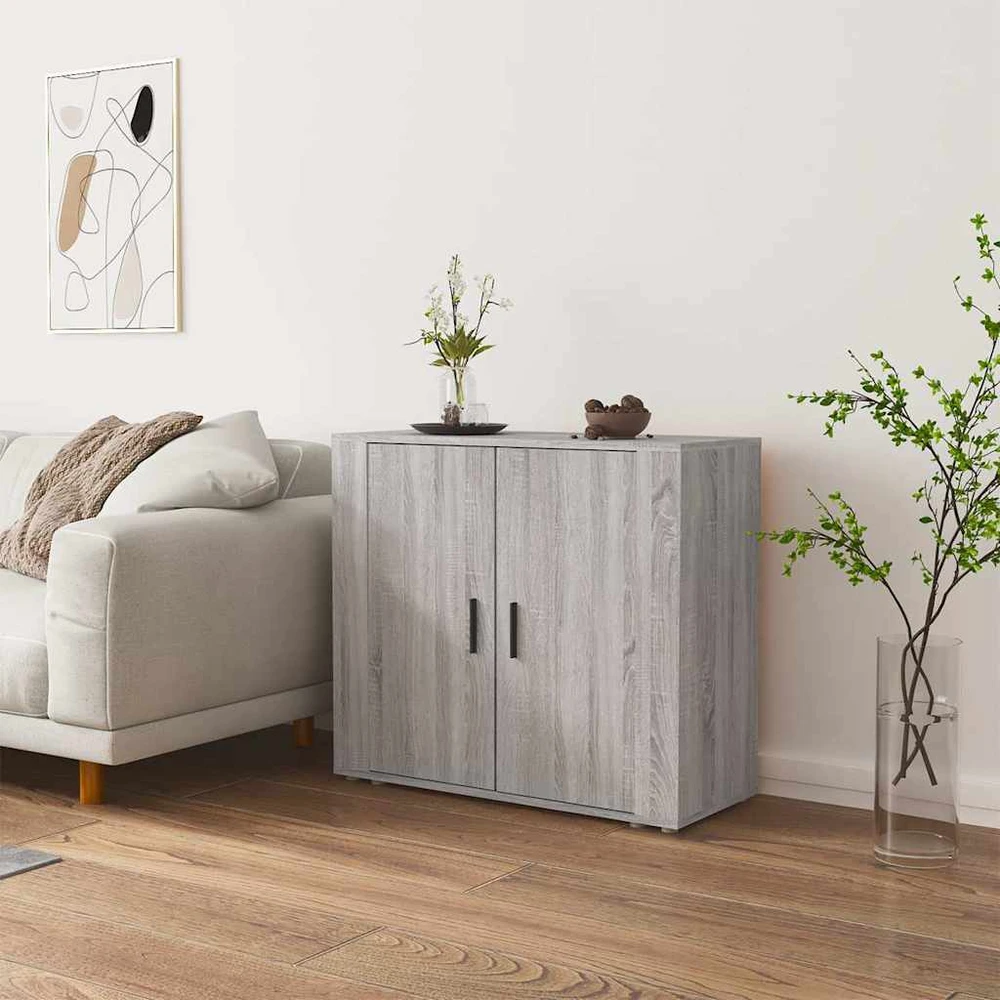 Šoninė spintelė, pilka ąžuolo, 80x33x70cm, apdirbta mediena