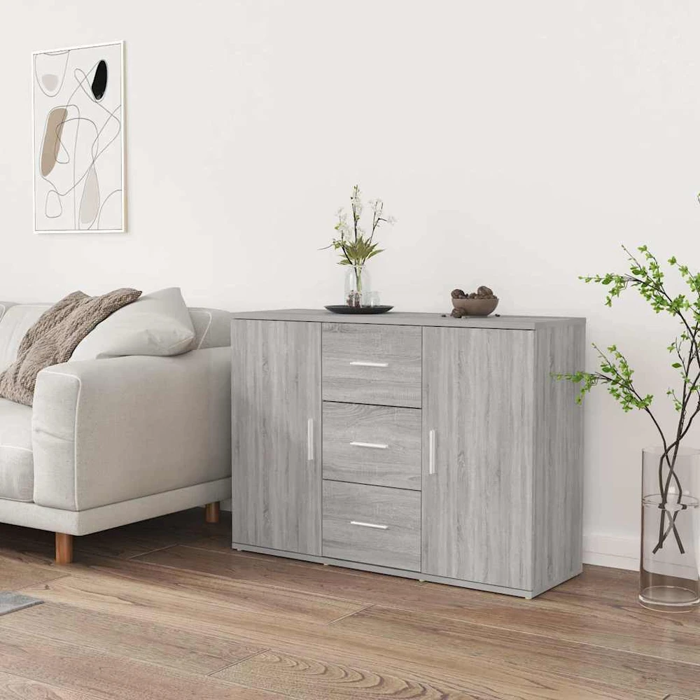 Šoninė spintelė, pilka ąžuolo, 91x29,5x65cm, apdirbta mediena