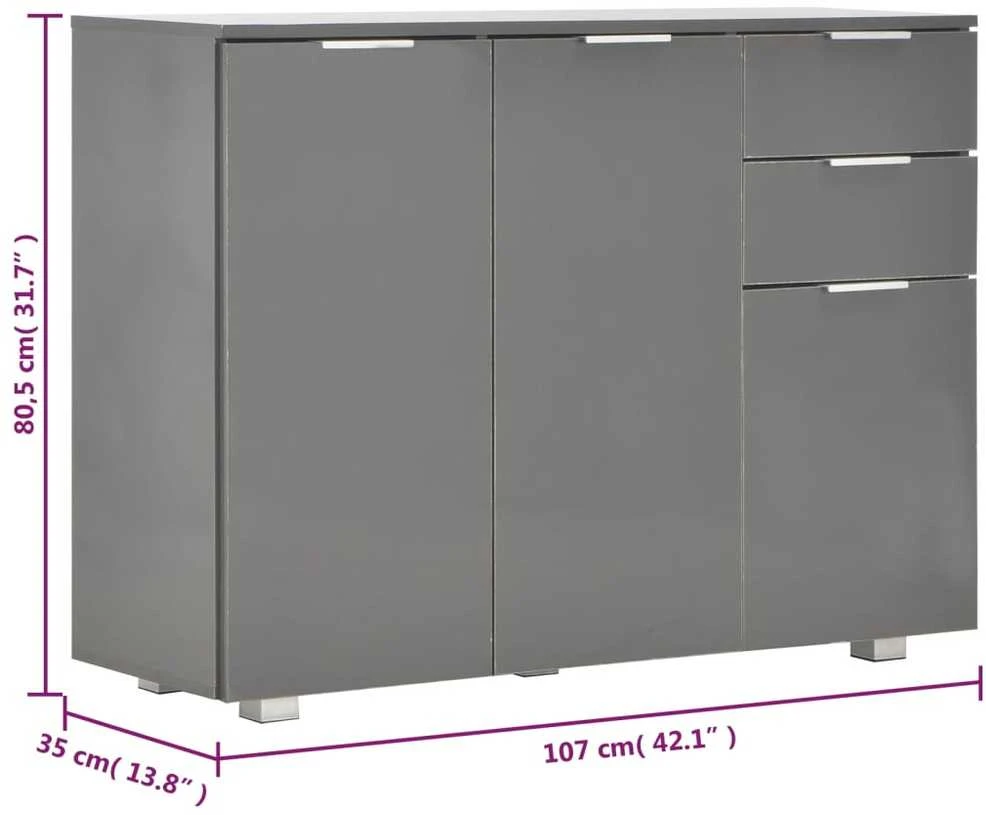 Šoninė spintelė, pilkos spalvos, 107x35x80,5cm, labai blizgi