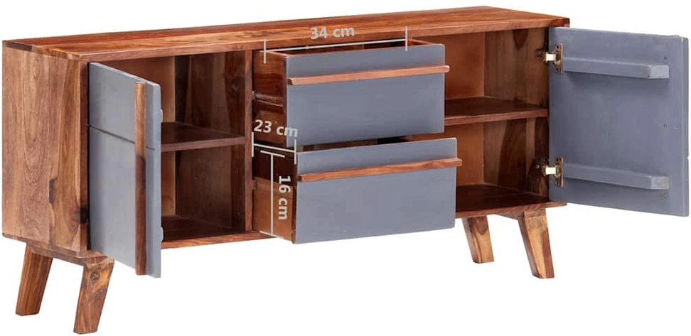 Šoninė spintelė, pilkos spalvos, 120x30x55cm, medienos masyvas