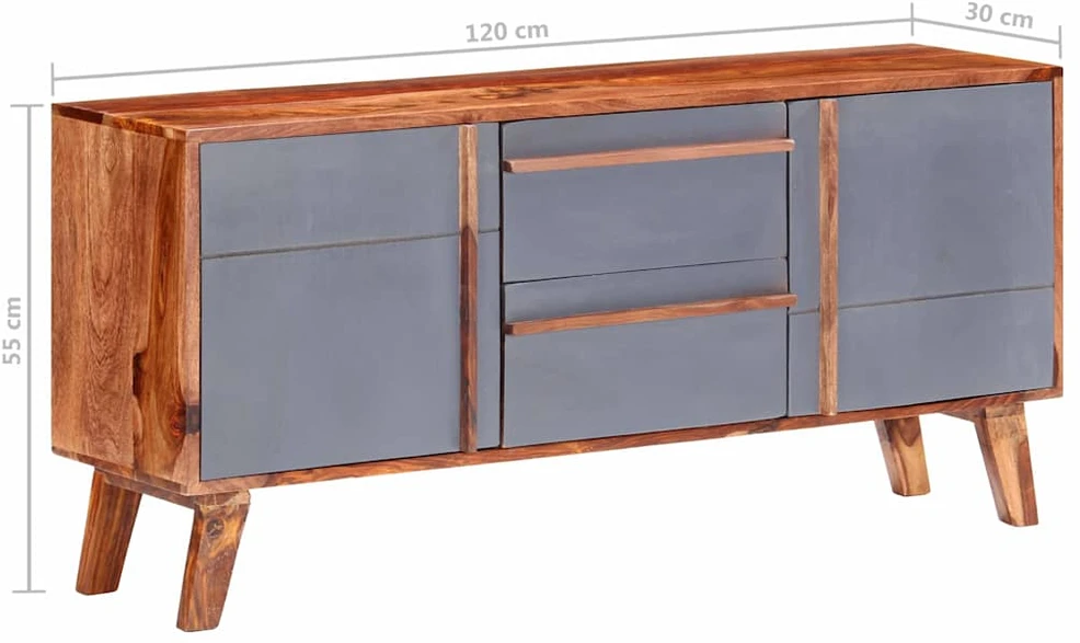 Šoninė spintelė, pilkos spalvos, 120x30x55cm, medienos masyvas