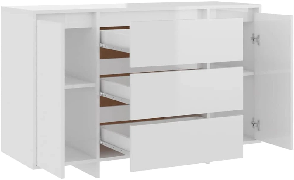 Šoninė spintelė su 3 stalčiais, balta, 120x41x75cm, mediena