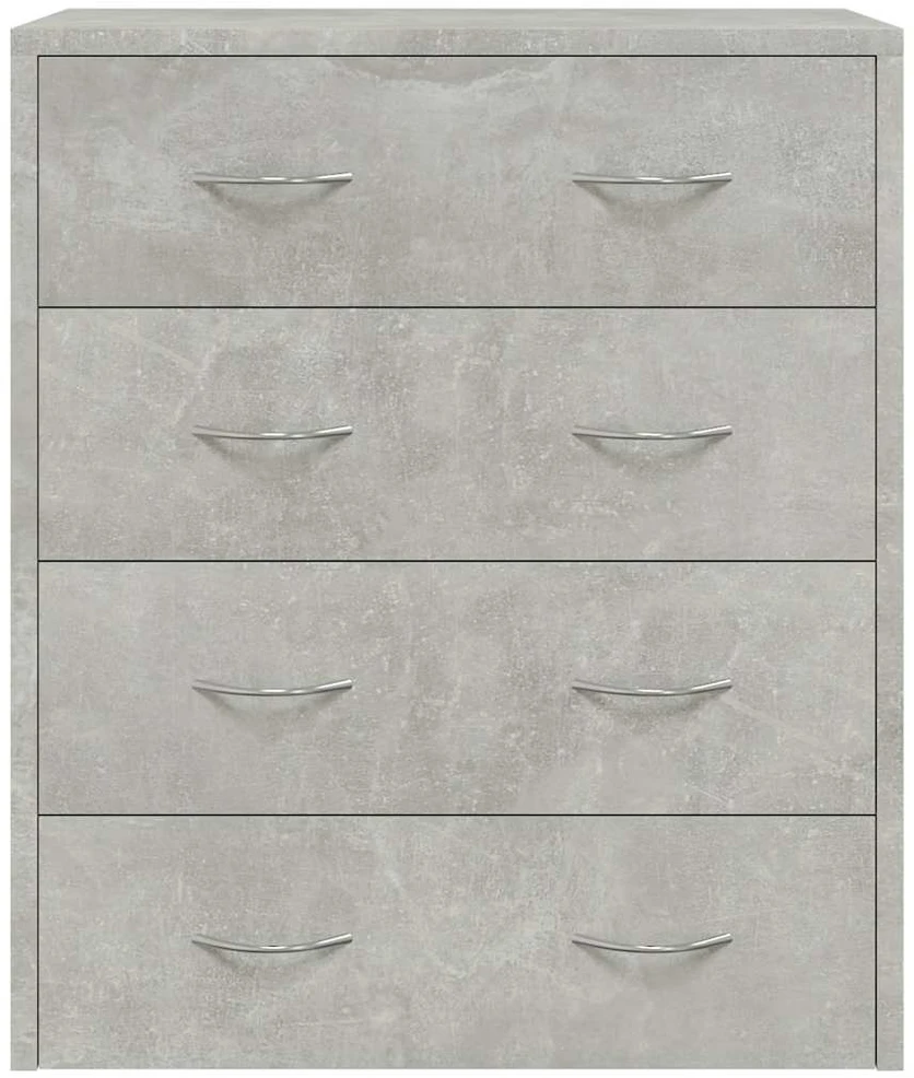Šoninė spintelė su 4 stalčiais, betono pilka, 60x30,5x71cm