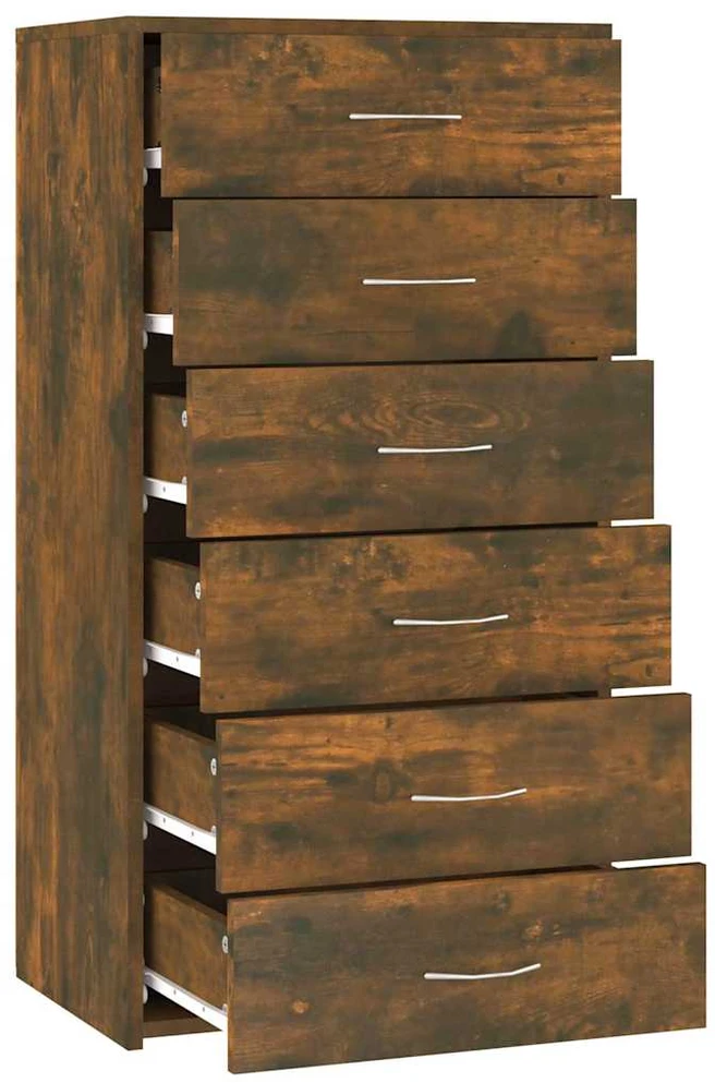 Šoninė spintelė su 6 stalčiais, ąžuolo, 50x34x96cm, mediena