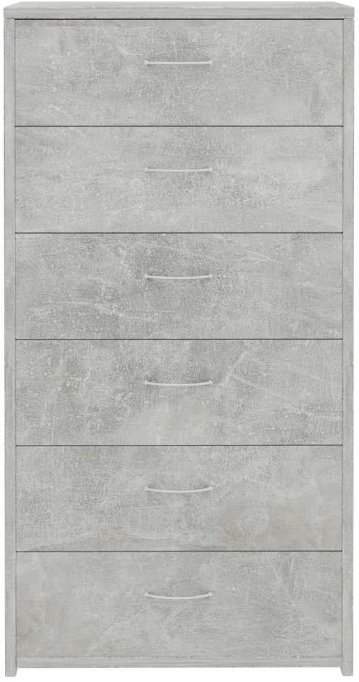 Šoninė spintelė su 6 stalčiais, betono, 50x34x96cm, mediena