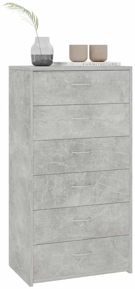 Šoninė spintelė su 6 stalčiais, betono, 50x34x96cm, mediena