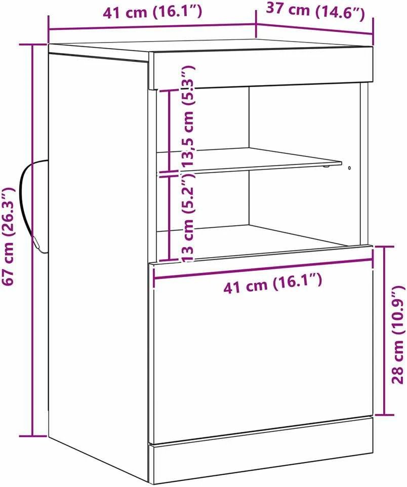 LED Bufetas Amatininkų ąžuolas 41 x 37 x 67 cm Apdirbta mediena