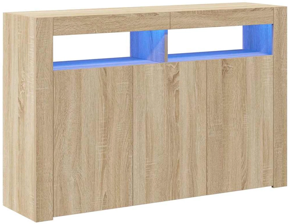 Šoninė spintelė su LED apšvietimu, ąžuolo, 115,5x30x75cm