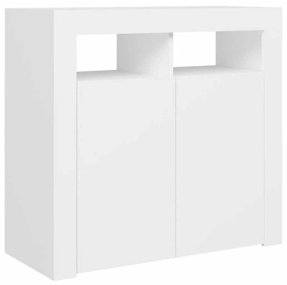 Šoninė spintelė su LED apšvietimu, baltos spalvos, 80x35x75cm