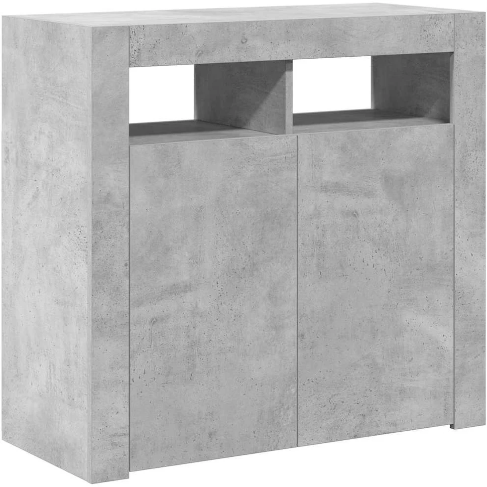 Šoninė spintelė su LED apšvietimu, betono pilka, 80x35x75cm
