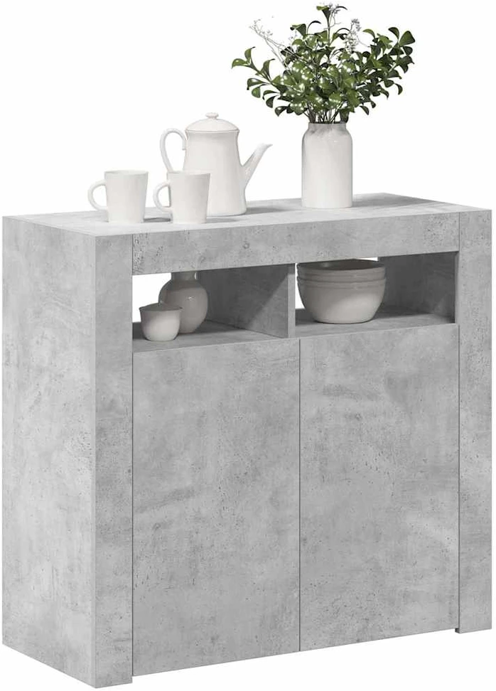 Šoninė spintelė su LED apšvietimu, betono pilka, 80x35x75cm