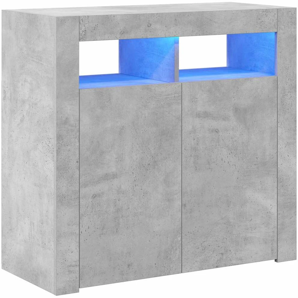 Šoninė spintelė su LED apšvietimu, betono pilka, 80x35x75cm