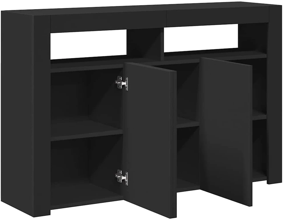 Šoninė spintelė su LED apšvietimu, juoda, 115,5x30x75cm