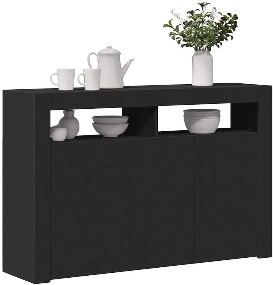 Šoninė spintelė su LED apšvietimu, juoda, 115,5x30x75cm
