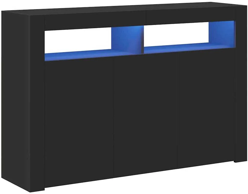 Šoninė spintelė su LED apšvietimu, juoda, 115,5x30x75cm