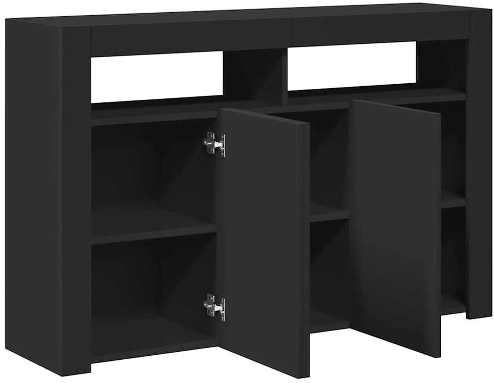 Šoninė spintelė su LED apšvietimu, juoda, 115,5x30x75cm