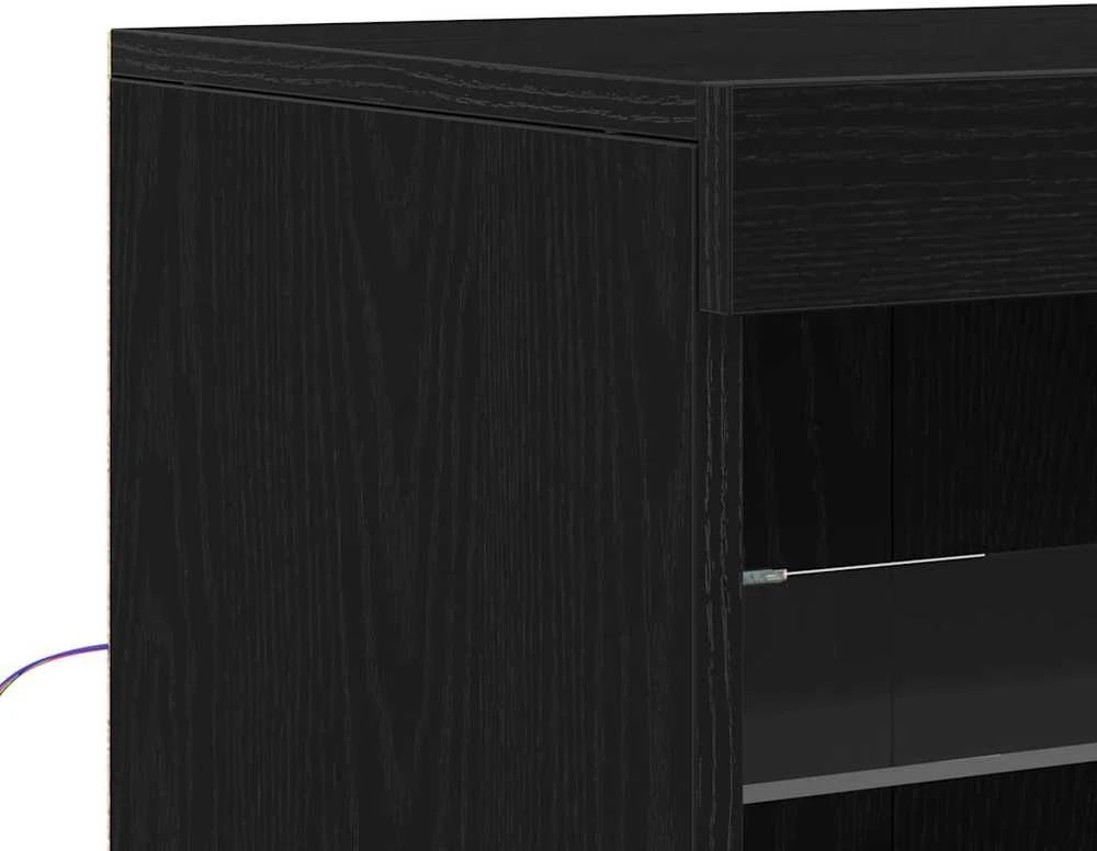 LED Bufetas Juodas ąžuolas 41 x 37 x 100 cm Apdirbta mediena